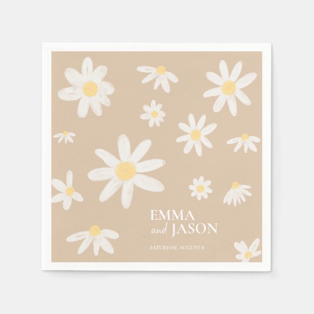 Bohemisk Daisy Blommor Pappersservett (Framsidan)