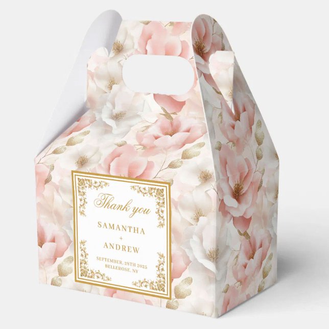 Bohemisk dammig rosa vattenfärgsbröllopsruta presentaskar (Bohemian dusty pink watercolor wedding favor box)