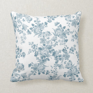 Bohemisk elegant blommigt för vintageblåttvit kudde