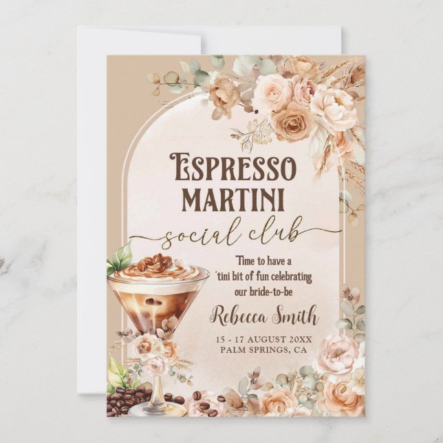 Bohemisk Espresso Martini Systerbröllop Itinerary Inbjudningar (Framsida)