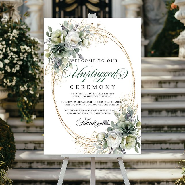 Bohemisk Eukalyptus Avstängd Bröllopsaffisch skylt (Bohemian Eucalyptus Unplugged Wedding Poster Sign)