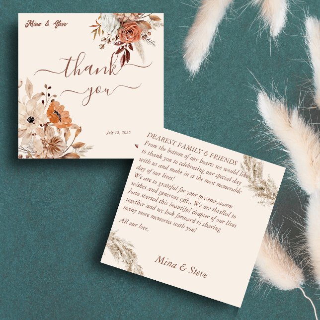 Bohemisk fantasifull höst rustika blommor tack kort (Skapare uppladdad)