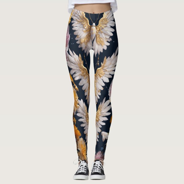 Bohemisk fjäril och ludd T-Shirt Leggings (Framsida)