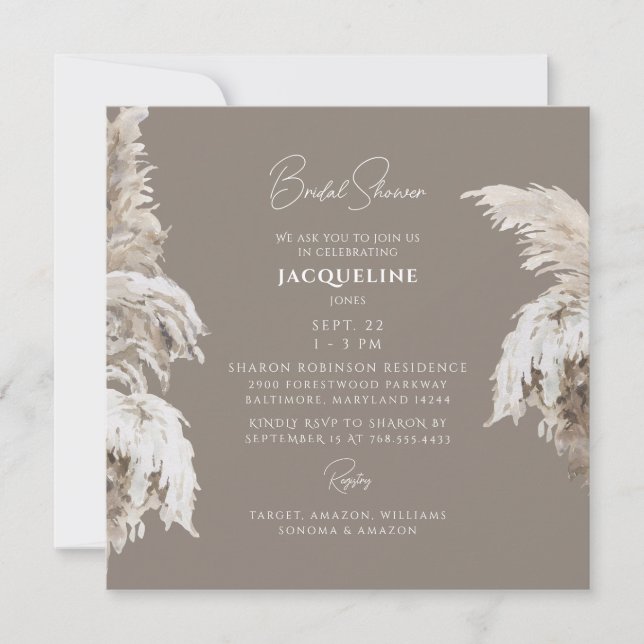 Bohemisk Frodig Boho Neutral Fyrkantig Bröllopsdus Inbjudningar (Framsida)