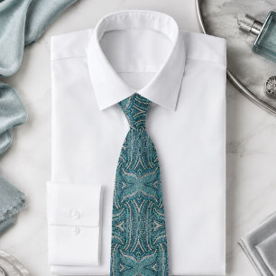 bohemisk girlaktig chic silver grå turkos blå slips