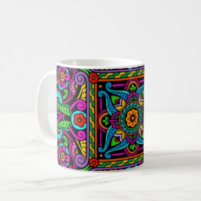 Bohemisk glasmålning stil kaffemugg (Framsida vänster)