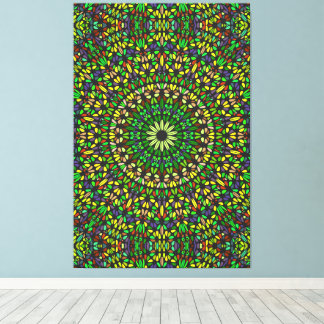 Bohemisk grön stenen mandala premium inslagen canvastryck