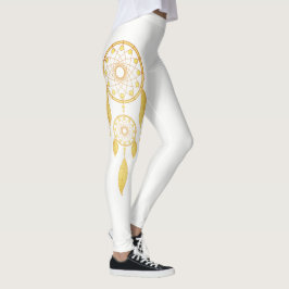 Bohemisk guld- fjäderdrömstoppare leggings