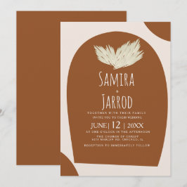 Bohemisk Handritad Naturlig Båge Pampas Bröllop Inbjudningar