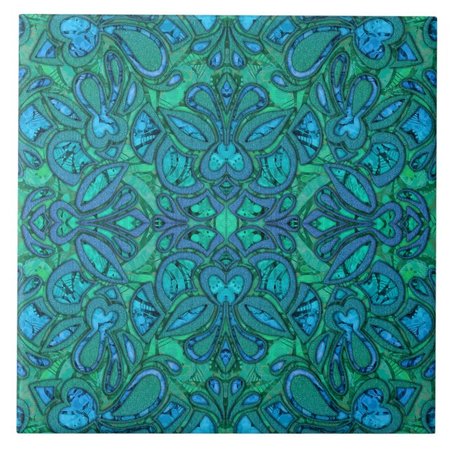 Bohemisk Heaflow Blue Kakelplatta (Framsidan)