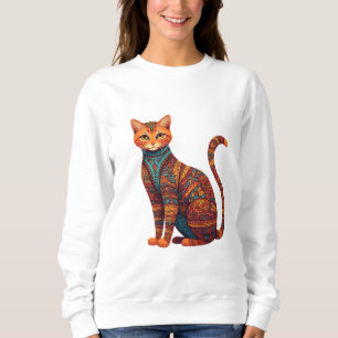 Bohemisk kattkonst färgrik tribal katt t shirt