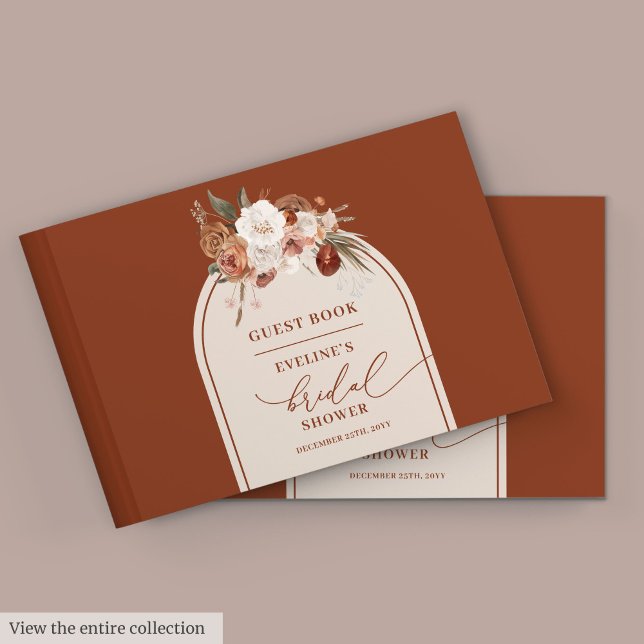 Bohemisk koppar pampas blomster bröllsbok för gäst gästböcker (Bohemian copper pampas floral bridal guest book

)