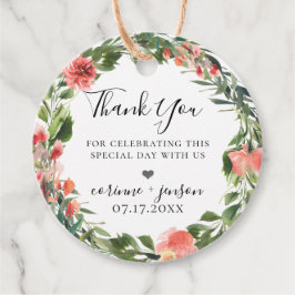 Bohemisk korallblommig krans gåvor etiketter