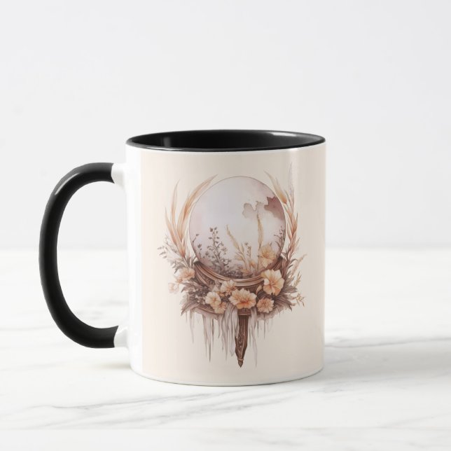 Bohemisk kristallklot blommor guld Halloween Mugg (Vänster)