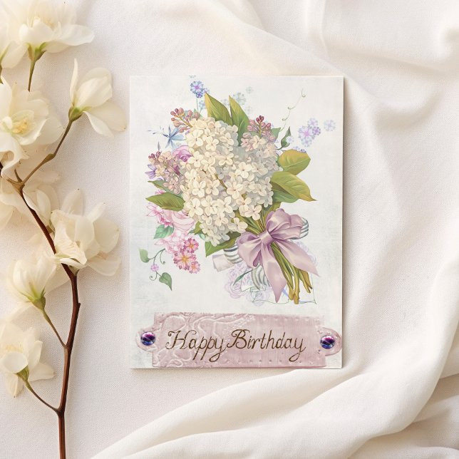 Bohemisk lavender Pastel rosa blommigt Birthday Kort (Bohemian lavender pastel pink floral Birthday)