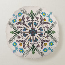 Bohemisk Mandala Färgrik Botanisk Rund Kudd