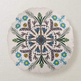 Bohemisk Mandala Färgrik Botanisk Rund Kudd Kudde