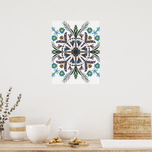 Bohemisk Mandala Färgrik Växt Blommig Poster