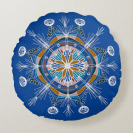 Bohemisk Mandala Handritad Färgrik Rund Kudd Kudde