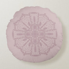 Bohemisk Mandala Handritad Matt Rosa Rund Kudd Kudde