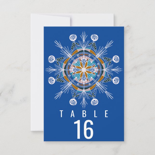 Bohemisk Mandala Senapsblå Sits Bröllop Inbjudningar (Framsida)