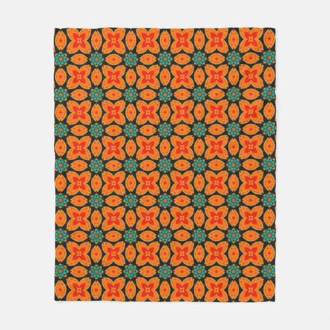 Bohemisk Marockansk Geometrisk Blommig Mönster Fleecefilt (Framsidan)