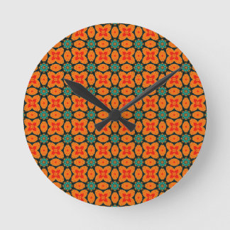 Bohemisk Marockansk Geometrisk Blommig Mönster Rund Klocka
