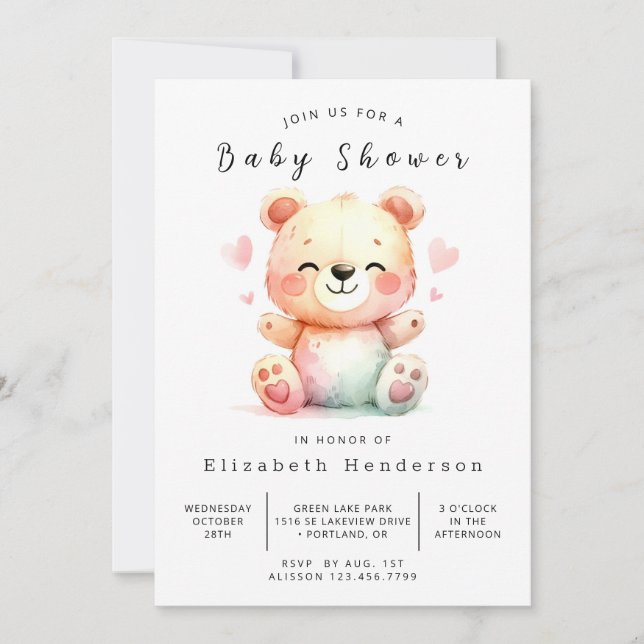 Bohemisk Online Bear Baby Shower Inbjudningar (Framsida)
