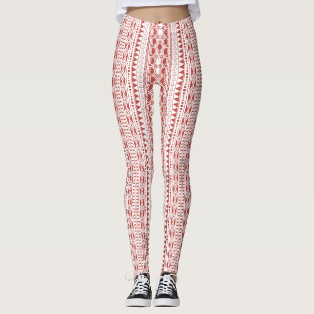 Bohemisk Ornament 30122020 Ljust röd Leggings (Framsida)