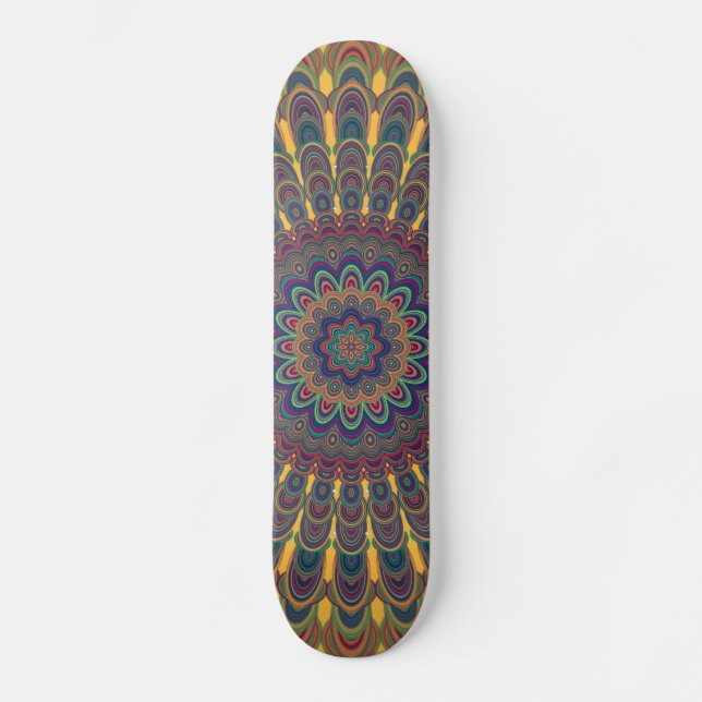 Bohemisk oval mandala old school skateboard bräda 21,6 cm (Framsida)