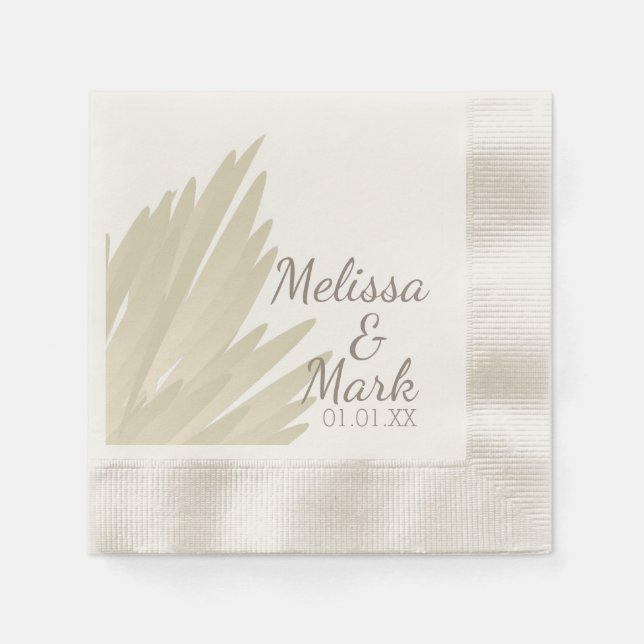 Bohemisk Pampas Enkel Beige Brun Bröllopsfest Pappersservett (Framsidan)
