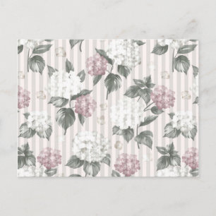 Bohemisk pastell rosa grön blommig randigt mönster vykort