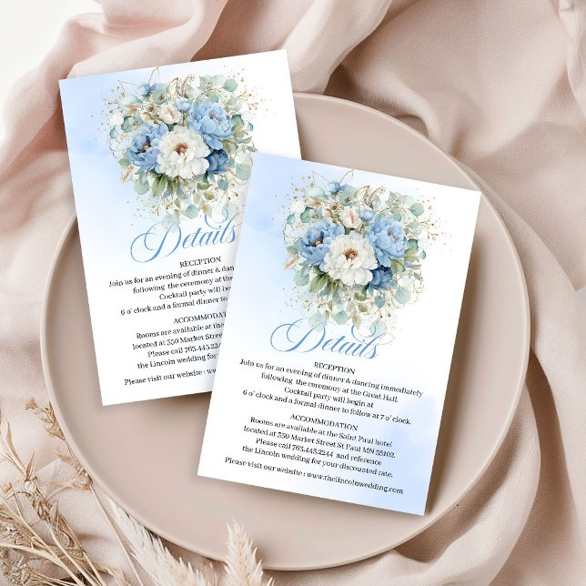 Bohemisk Pastellblå Peonier Vita Detaljer Kort (Bohemian Pastel Blue Peonies White Details)