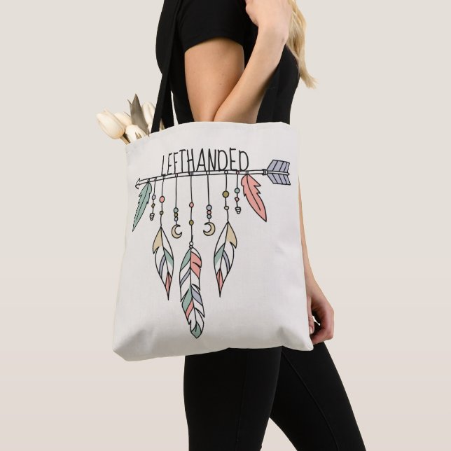 Bohemisk pil och fjädrar Tote Bag Tygkasse (Närbild)