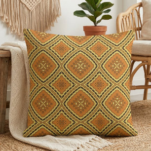 Bohemisk Retro Terrakotta Orange Geometrisk Mozaik Tyg