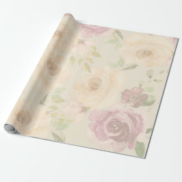 Bohemisk Rodnad Rosor Akvarell Blommig Bröllop Presentpapper