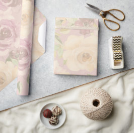 Bohemisk Rodnad Rosor Akvarell Blommig Bröllop Presentpapper