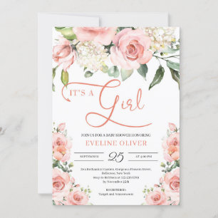 Bohemisk romantisk blommigt Det är en flicka baby Inbjudningar