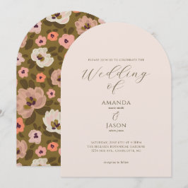 Bohemisk romantisk målad blomsterträdgård bröllop inbjudningar