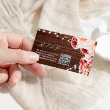 Bohemisk Ros Rustik Trä Bröllops QR-kod RSVP