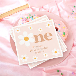 Bohemisk Rosa En Daisy 1:a födelsedag Pappersservett