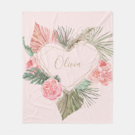 Bohemisk Rosa Monogram-Anpassningsbar Fleecefilt