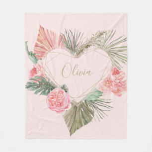 Bohemisk Rosa Monogram-Anpassningsbar Fleecefilt