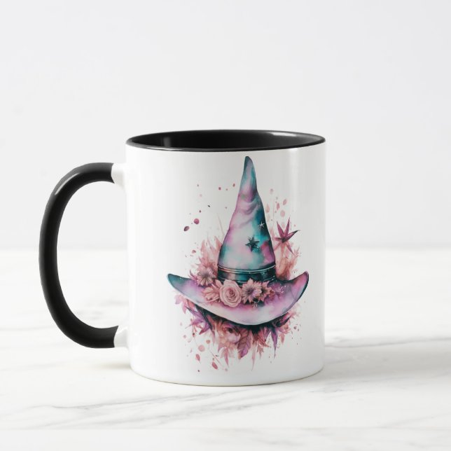 Bohemisk Rosa och Blue Witches Hat Halloween Mugg (Vänster)