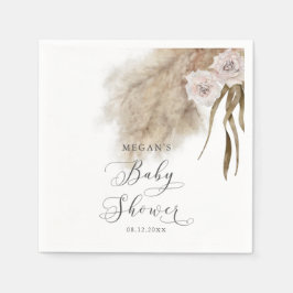 Bohemisk Rosa Pampas Grass Baby Shower Pappersservett