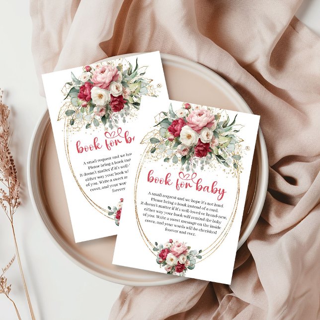 Bohemisk Ruby Röd Rosor Bok för Bebis Tilläggskort (Bohemian Ruby Red Blush Gold Roses Book for Baby)