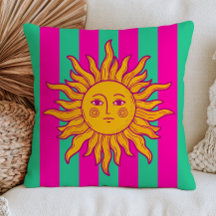 Bohemisk sol på fuchsia rosa & gröna randiga retro