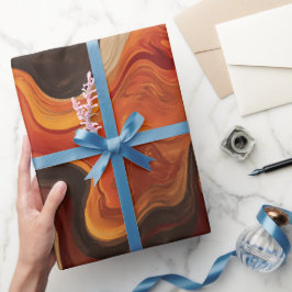 Bohemisk solnedgång Orange Rost Flöde Abstrakt Mön Presentpapper