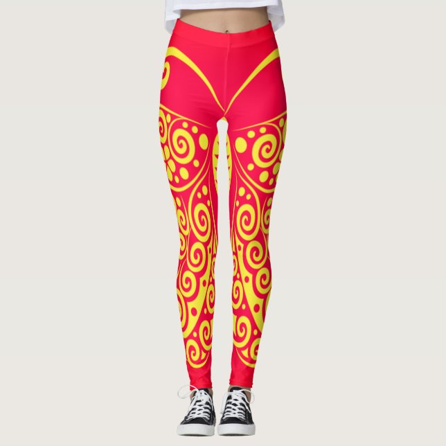 Bohemisk stil fjärilsleggings leggings (Framsida)