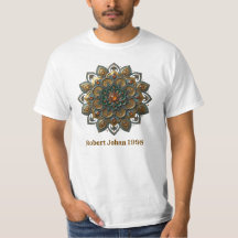 Bohemisk Teal och Guld Mandala Ornamenterad T-Shir